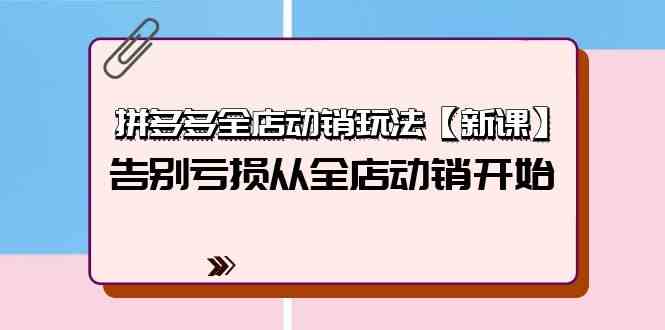 （9974期）拼多多全店动销玩法【新课】，告别亏损从全店动销开始（4节视频课）-甄选网创