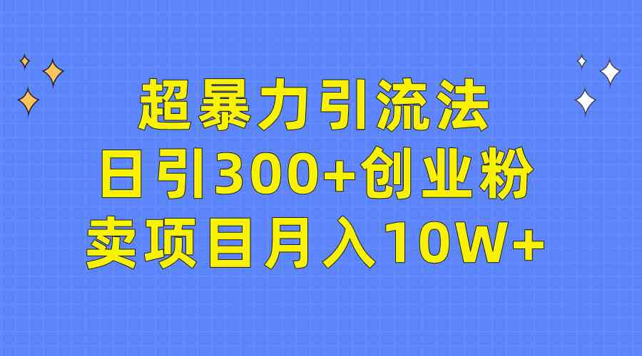 （9954期）超暴力引流法，日引300+创业粉，卖项目月入10W+-甄选网创
