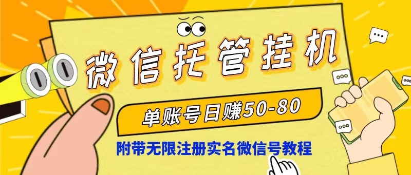 （10217期）微信托管挂机，单号日赚50-80，项目操作简单（附无限注册实名微信号教程）-甄选网创
