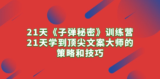 （10210期）21天《子弹秘密》训练营，21天学到顶尖文案大师的策略和技巧-甄选网创