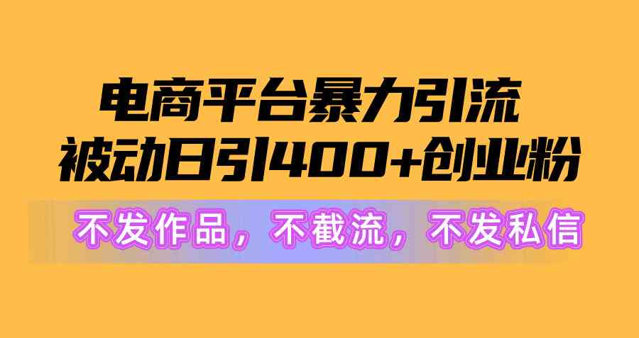 （10168期）电商平台暴力引流,被动日引400+创业粉不发作品，不截流，不发私信-甄选网创