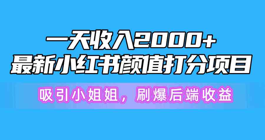 （10187期）一天收入2000+，最新小红书颜值打分项目，吸引小姐姐，刷爆后端收益-甄选网创