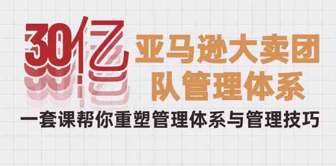 （10178期）30亿-亚马逊大卖团队管理体系，一套课帮你重塑管理体系与管理技巧-甄选网创