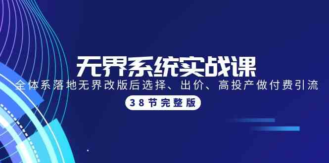 （9992期）无界系统实战课：全体系落地无界改版后选择、出价、高投产做付费引流-38节-甄选网创