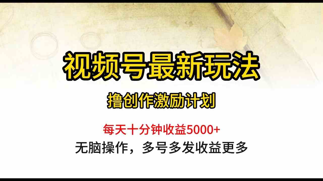 （10087期）视频号最新玩法，每日一小时月入5000+-甄选网创