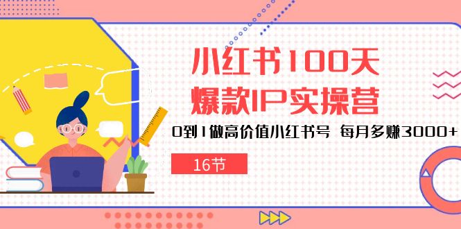 （10490期）小红书100天-爆款IP实操营，0到1做高价值小红书号 每月多赚3000+（16节）-甄选网创