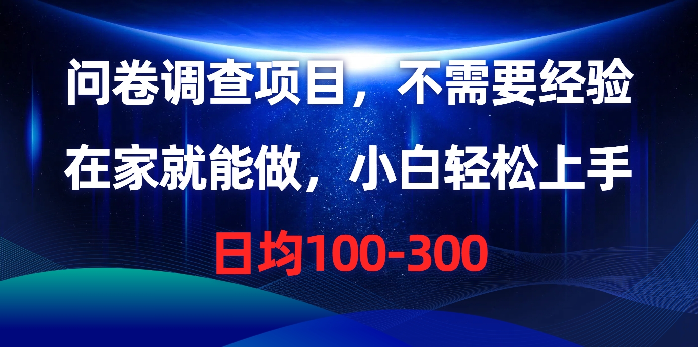 （10402期）问卷调查项目，不需要经验，在家就能做，小白轻松上手，日均100-300-甄选网创