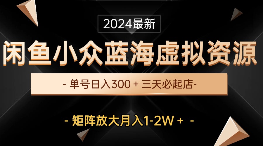 （10336期）最新闲鱼小众蓝海虚拟资源，单号日入300＋，三天必起店，矩阵放大月入1-2W-甄选网创