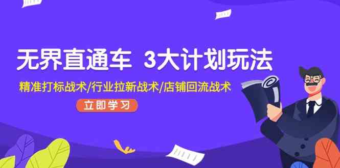 无界直通车3大计划玩法，精准打标战术/行业拉新战术/店铺回流战术-甄选网创