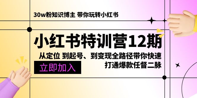 （10666期）小红书特训营12期：从定位 到起号、到变现全路径带你快速打通爆款任督二脉-甄选网创