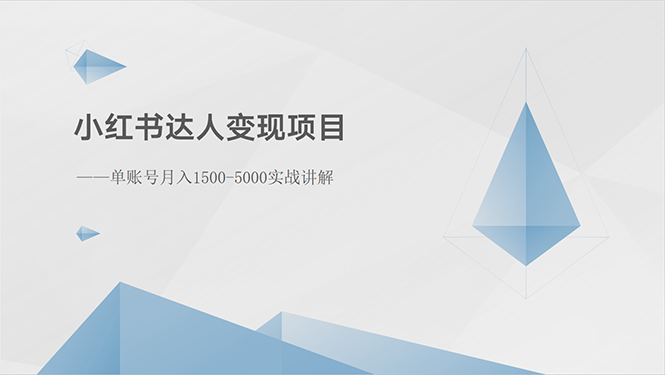 （10720期）小红书达人变现项目：单账号月入1500-3000实战讲解-甄选网创