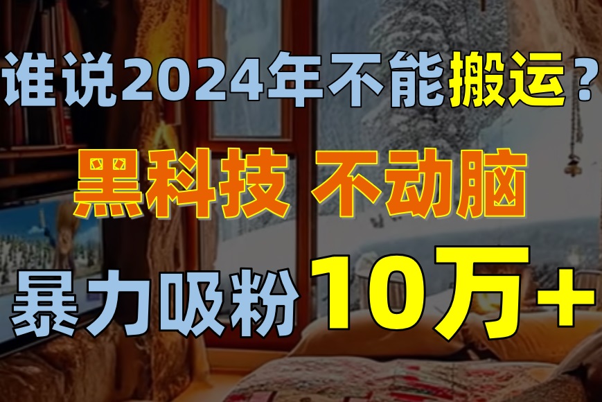 （10634期）谁说2024年不能搬运？只动手不动脑，自媒体平台单月暴力涨粉10000+-甄选网创