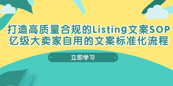 （10585期）打造高质量合规Listing文案SOP，亿级大卖家自用的文案标准化流程-甄选网创