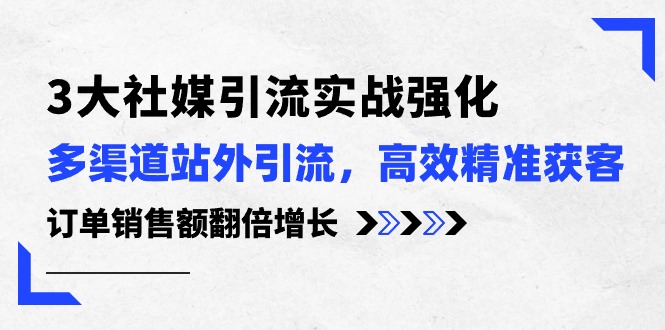 （10563期）3大社媒引流实操强化，多渠道站外引流/高效精准获客/订单销售额翻倍增长-甄选网创