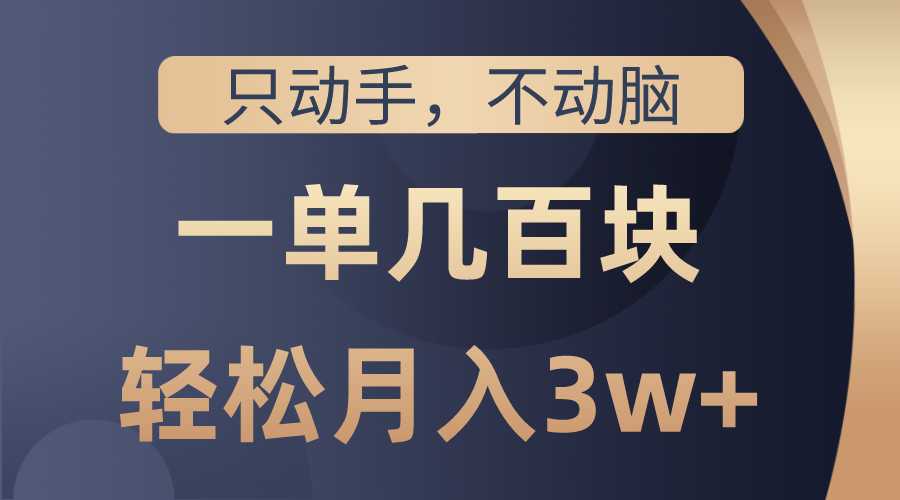 （10561期）只动手不动脑，一单几百块，轻松月入3w+，看完就能直接操作，详细教程-甄选网创