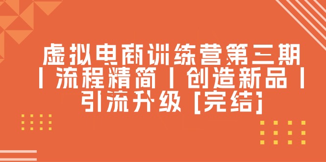 （10960期）虚拟电商训练营第三期丨流程精简丨创造新品丨引流升级 [完结]-甄选网创