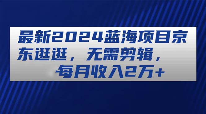 （11041期）最新2024蓝海项目京东逛逛，无需剪辑，每月收入2万+-甄选网创