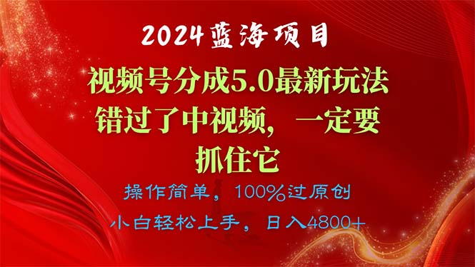 （11032期）2024蓝海项目，视频号分成计划5.0最新玩法，错过了中视频，一定要抓住…-甄选网创