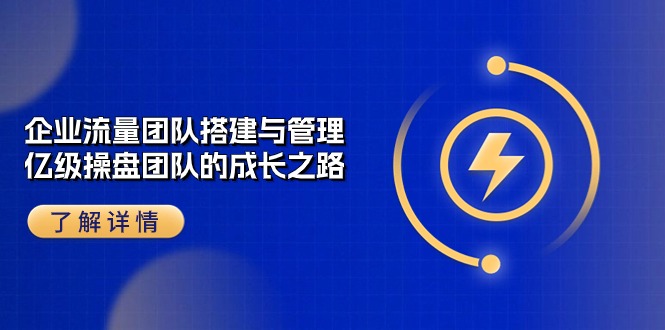 （10837期）企业 流量团队-搭建与管理，亿级 操盘团队的成长之路（28节课）-甄选网创