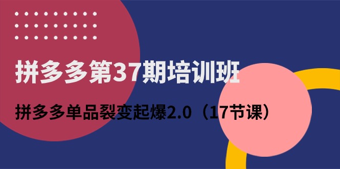 （10835期）拼多多第37期培训班：拼多多单品裂变起爆2.0（17节课）-甄选网创