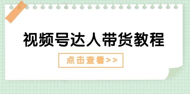 （11162期）视频号达人带货教程：达人剧情打法（长期）+达人带货广告（短期）-甄选网创