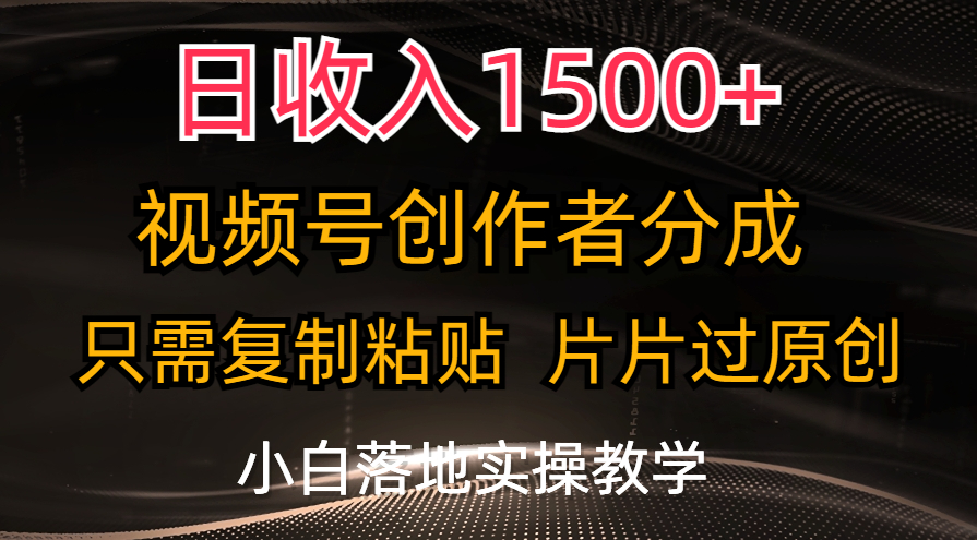 （11339期）日收入1500+，视频号创作者分成，只需复制粘贴，片片过原创，小白也可…-甄选网创