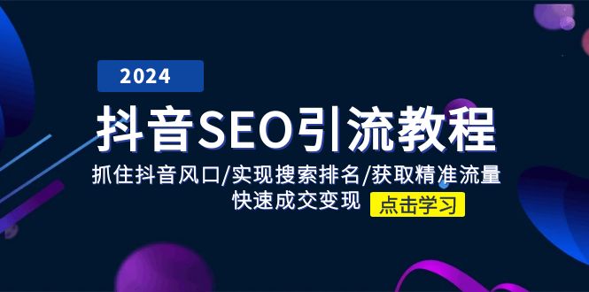 （11352期）抖音 SEO引流教程：抓住抖音风口/实现搜索排名/获取精准流量/快速成交变现-甄选网创