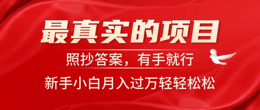 （11362期）最真实的项目，照抄答案，有手就行，新手小白月入过万轻轻松松-甄选网创