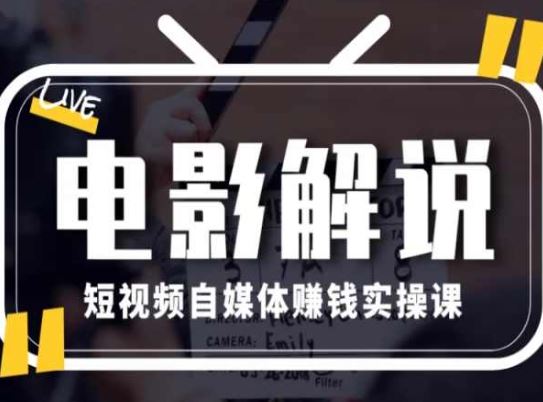 电影解说短视频自媒体赚钱实操课，教你做电影解说短视频，月赚1万-甄选网创