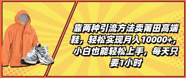 靠两种引流方法卖莆田高端鞋，轻松实现月入1W+，小白也能轻松上手，每天只要1小时【揭秘】-甄选网创