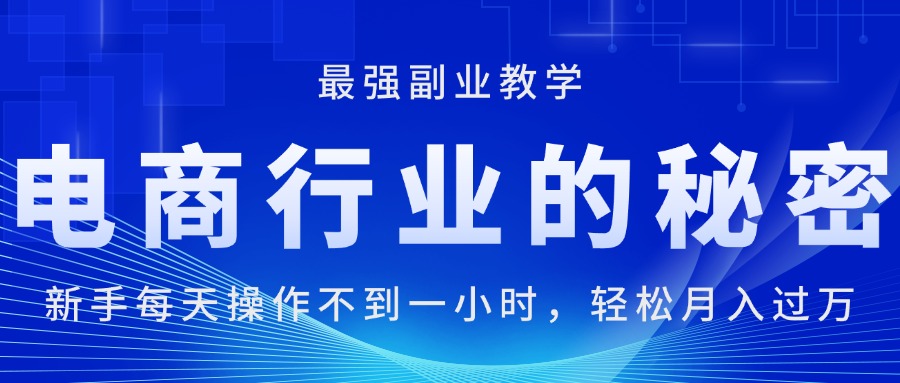 （11427期）电商行业的秘密，新手每天操作不到一小时，月入过万轻轻松松，最强副业…-甄选网创