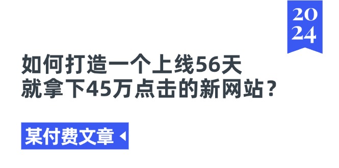 （11420期）某付费文章《如何打造一个上线56天就拿下45万点击的新网站？》-甄选网创