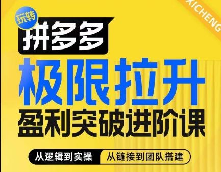 拼多多极限拉升盈利突破进阶课，​从算法到玩法，从玩法到团队搭建，体系化系统性帮助商家实现利润提升-甄选网创