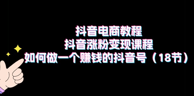 （11436期）抖音电商教程：抖音涨粉变现课程：如何做一个赚钱的抖音号（18节）-甄选网创