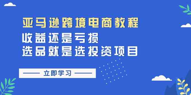 亚马逊跨境电商教程：收益还是亏损！选品就是选投资项目-甄选网创