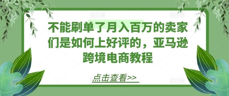 不能刷单了月入百万的卖家们是如何上好评的，亚马逊跨境电商教程-甄选网创