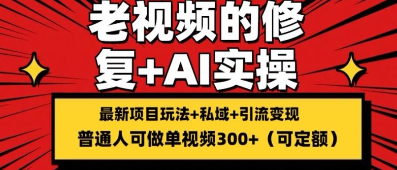 修复老视频的玩法，搬砖+引流的变现(可持久)，单条收益300+【揭秘】-甄选网创