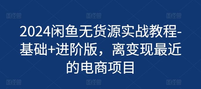 2024闲鱼无货源实战教程-基础+进阶版，离变现最近的电商项目-甄选网创