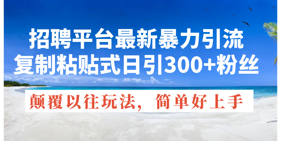 （11538期）招聘平台最新暴力引流，复制粘贴式日引300+粉丝，颠覆以往垃圾玩法，简…-甄选网创