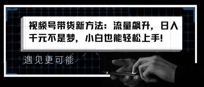 视频号带货新方法：流量飙升，日入千元不是梦，小白也能轻松上手【揭秘】-甄选网创