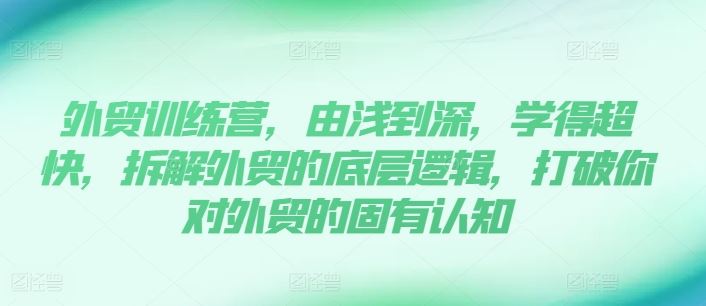 外贸训练营，由浅到深，学得超快，拆解外贸的底层逻辑，打破你对外贸的固有认知-甄选网创