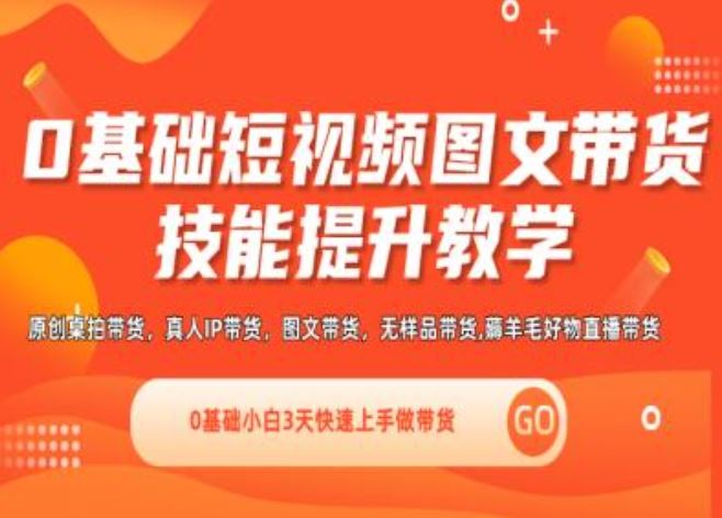 0基础短视频图文带货实操技能提升教学(直播课+视频课),0基础小白3天快速上手做带货-甄选网创