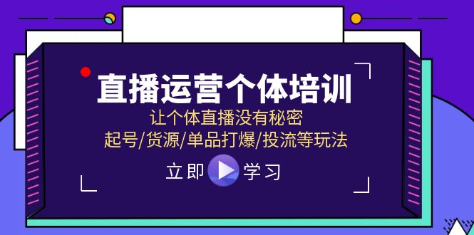 （11636期）直播运营个体培训，让个体直播没有秘密，起号/货源/单品打爆/投流等玩法-甄选网创