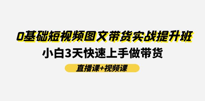 0基础短视频图文带货实战提升班，小白3天快速上手做带货(直播课+视频课)-甄选网创