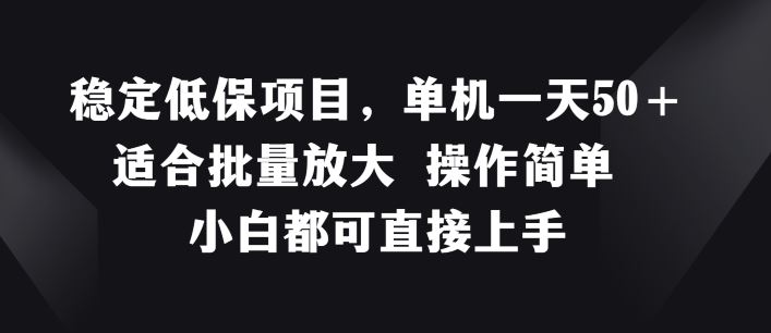 稳定低保项目，单机一天50+适合批量放大 操作简单 小白都可直接上手【揭秘】-甄选网创