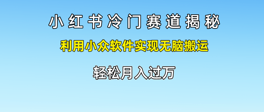 小红书冷门赛道揭秘,利用小众软件实现无脑搬运，轻松月入过万-甄选网创