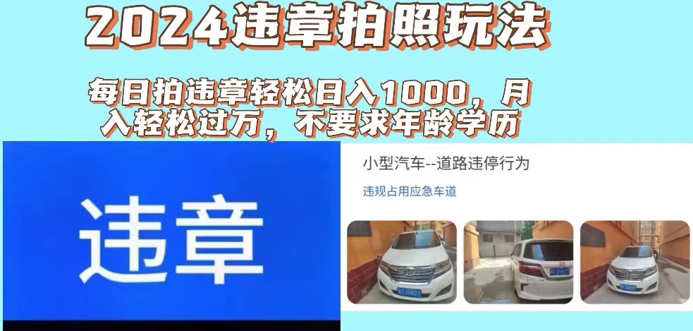 （11743期）2024违章拍照新玩法，推广躺赚+拍照赚钱双模式，日入1000+-甄选网创