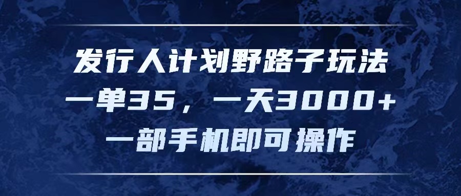 （11750期）发行人计划野路子玩法，一单35，一天3000+，一部手机即可操作-甄选网创