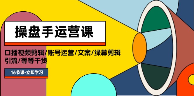 （11803期）操盘手运营课程：口播视频剪辑/账号运营/文案/绿幕剪辑/引流/干货/16节-甄选网创