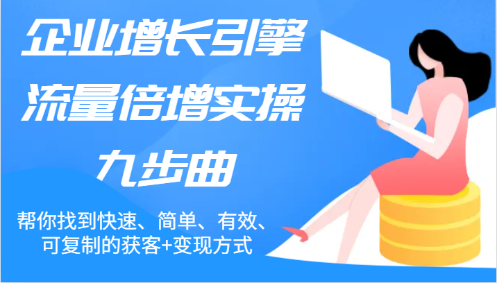 企业增长引擎流量倍增实操九步曲，帮你找到快速、简单、有效、可复制的获客+变现方式-甄选网创